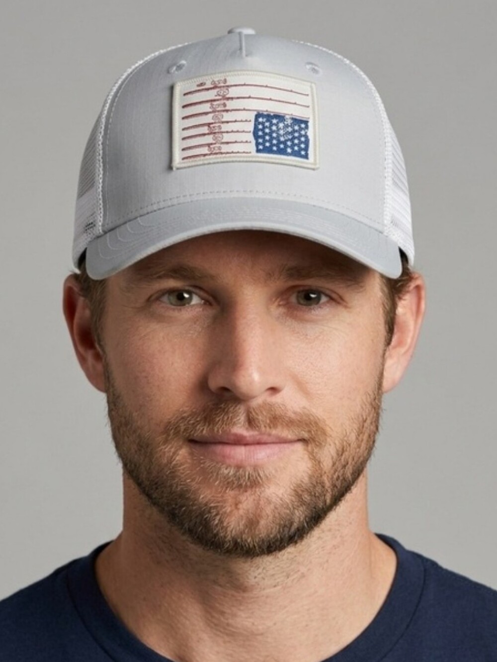 San Diego Hat Co Men's Grey Fishing Rod American Flag Trucker Hat NWT
